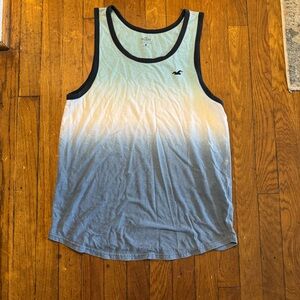 Hollister Men's Blue and White Gradient Tank Top